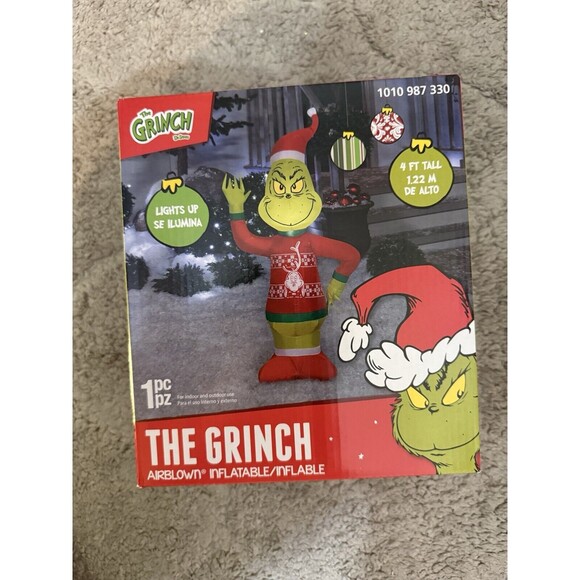 Gemmy Grinch In Christmas Sweater 4 ft. LED Airblown Inflatable New In Box‎ - Picture 2 of 16